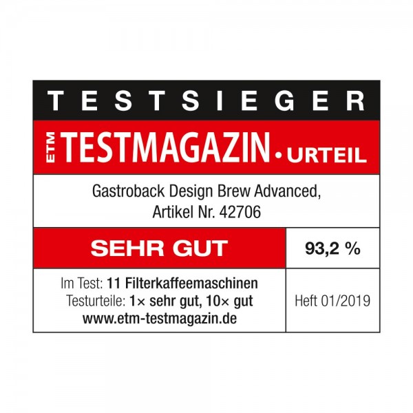 GASTROBACK® Filter Coffee Machine - 42706 - Design Brew Advanced