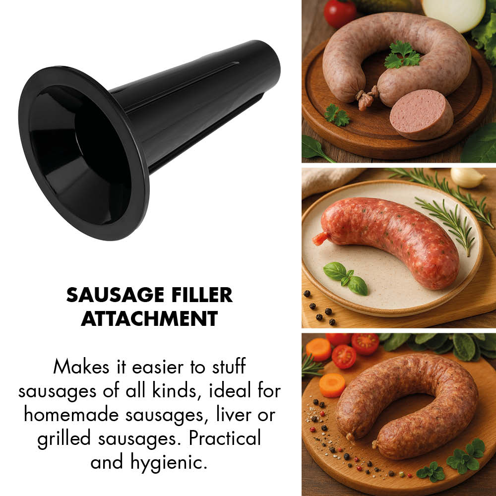 GASTROBACK® Mincer - 61407 - Design Mincer 6-in-1 Plus #6 - Wurstfüllvorsatz Erleichtert das Füllen von Würsten aller Art, ideal für selbstgemachte Brat-, Leber- oder Grillwürste. Praktisch und hygienisch.