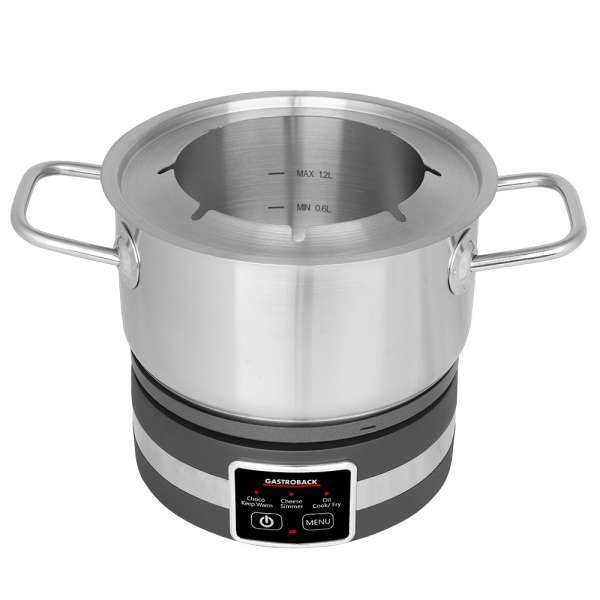 GASTROBACK® Fondue - 42568 - Fondue Multicook 4-in-1 & Hotplate - 13-piece fondue set with induction frying pan and cooking pot for up to 8 people