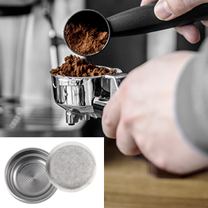 Professional filter holder also suitable for E.S.E. pad system (Easy Serving Espresso)