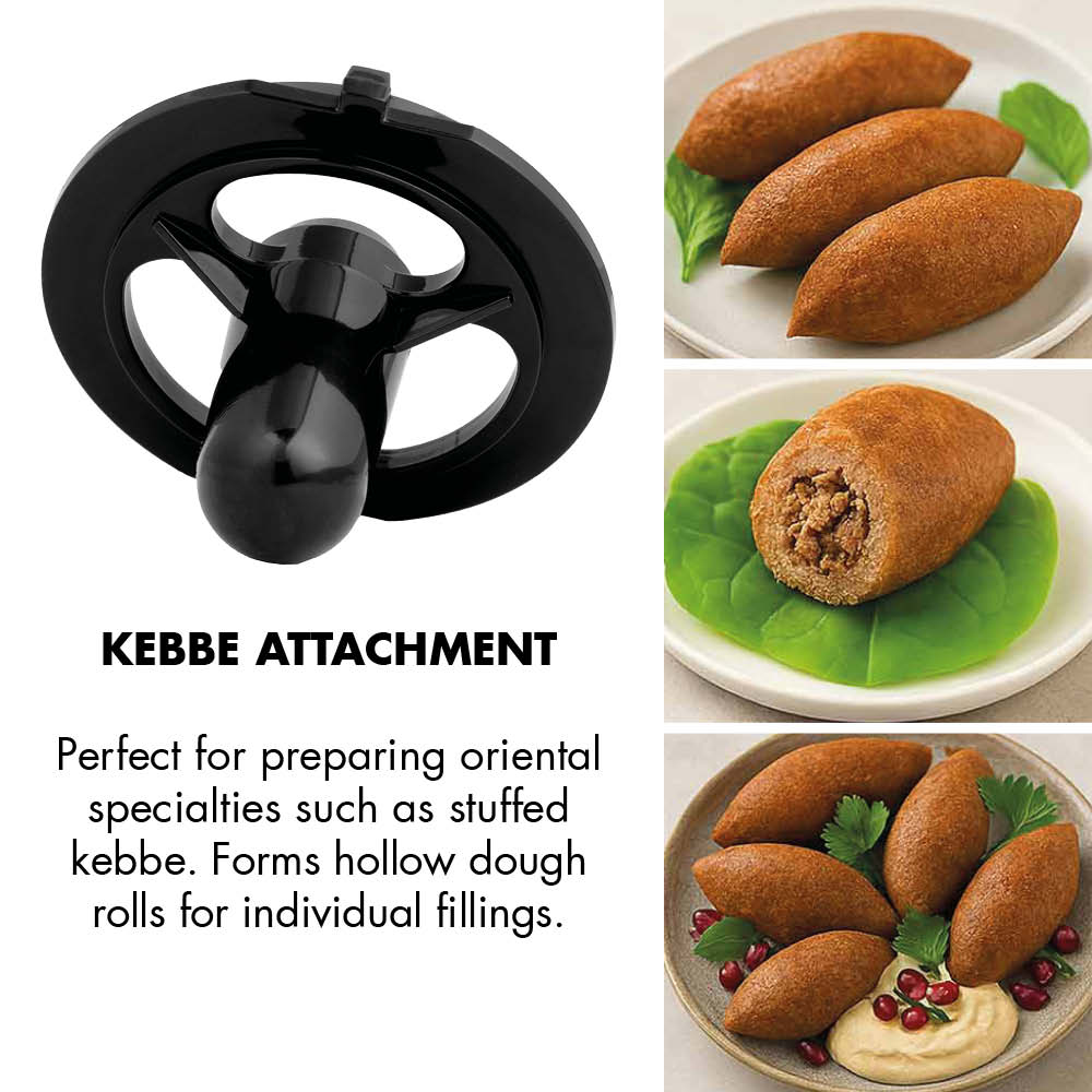 GASTROBACK® Mincer - 61407 - Design Mincer 6-in-1 Plus #6 - Kebbevorsatz Perfekt für die Zubereitung von orientalischen Spezialitäten wie gefüllte Kebbe. Formt hohle Teigrollen für individuelle Füllungen.