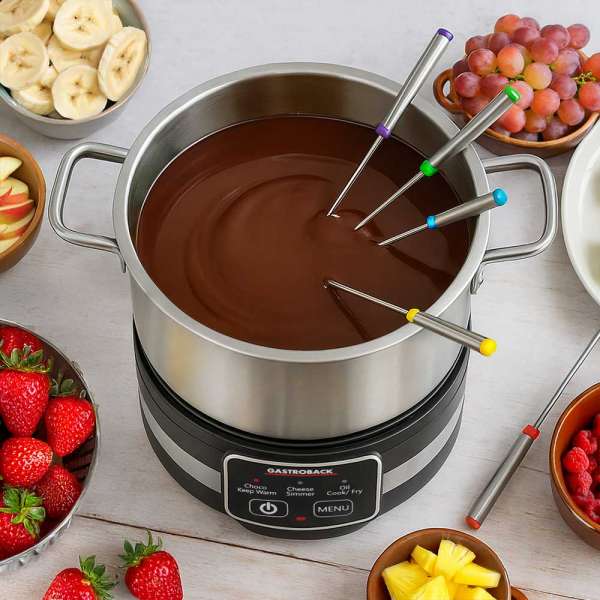GASTROBACK® Fondue - 42568 - Fondue Multicook 4-in-1 & Hotplate - 13-piece fondue set with induction frying pan and cooking pot for up to 8 people
