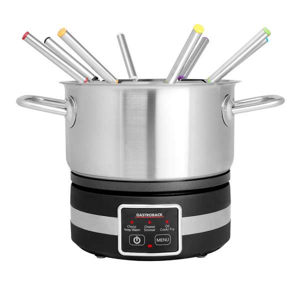 GASTROBACK® Fondue - 42568 - Fondue Multicook 4-in-1 & Hotplate - 13-piece fondue set with induction frying pan and cooking pot for up to 8 people