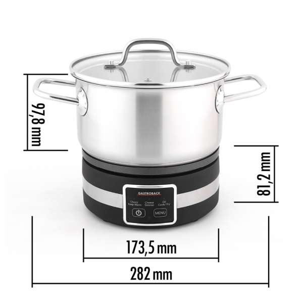 GASTROBACK® Fondue - 42568 - Fondue Multicook 4-in-1 & Hotplate - 13-piece fondue set with induction frying pan and cooking pot for up to 8 people