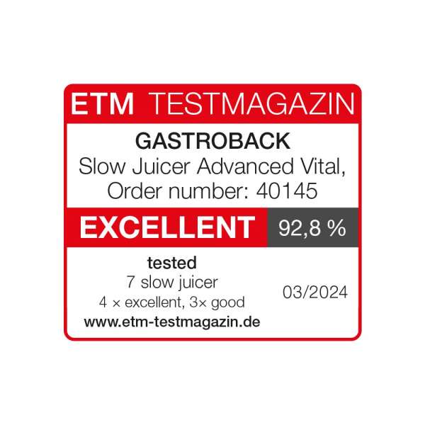 GASTROBACK® Juicer - 60145 - Slow Juicer Advanced Vital