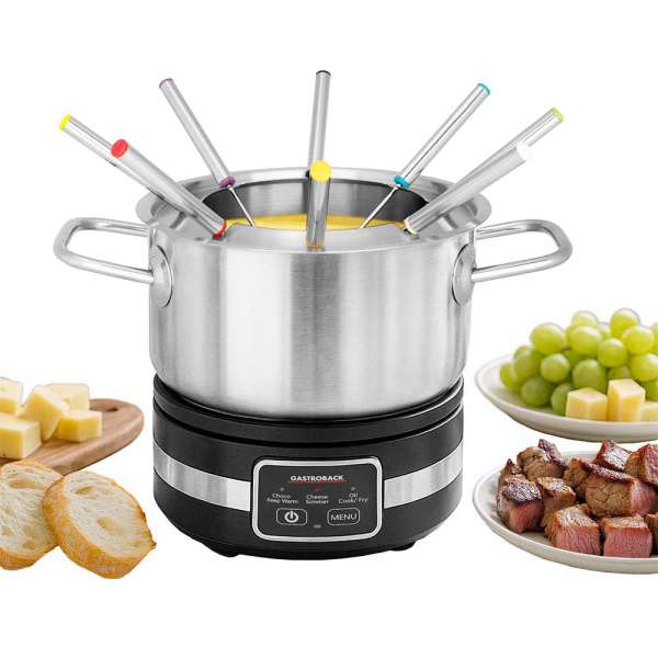 GASTROBACK® Fondue - 42568 - Fondue Multicook 4-in-1 & Hotplate - 13-piece fondue set with induction frying pan and cooking pot for up to 8 people