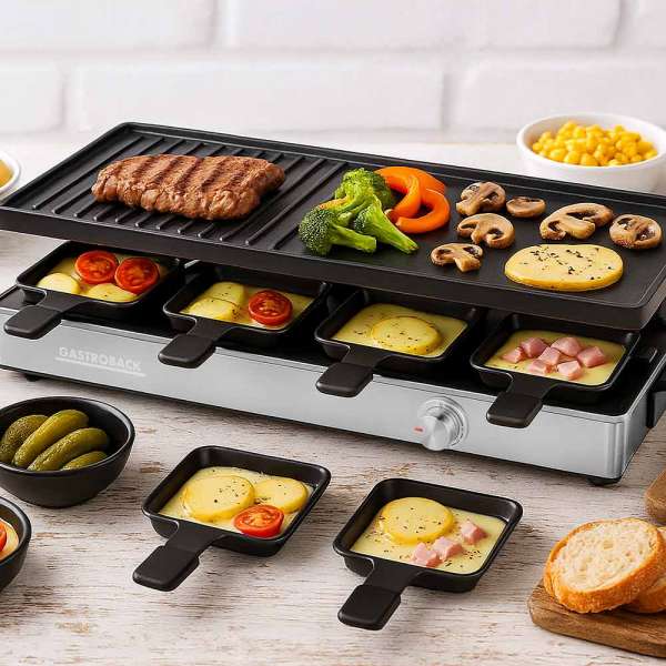GASTROBACK - 62563 - Raclette Grill & Pancake Station - for 8 people - 2-in-1 - versatile multifunctional device - XXL double pans
